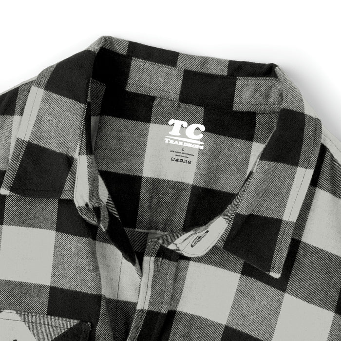 Black Flannel Button-down Double Breast Pocket