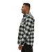 Black Flannel Button-down Double Breast Pocket