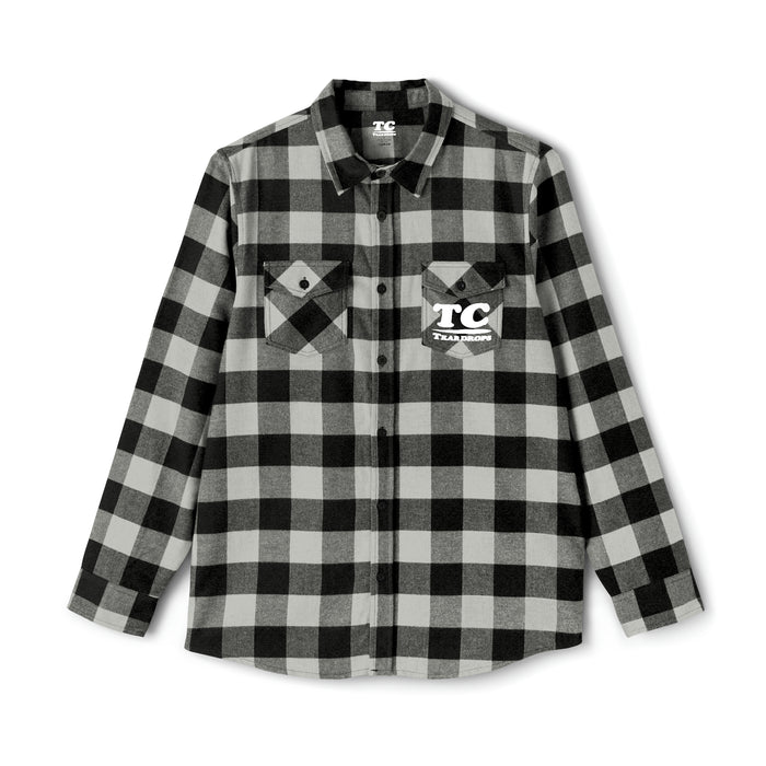 Black Flannel Button-down Double Breast Pocket