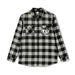 Black Flannel Button-down Double Breast Pocket