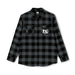 Dark Gray Flannel Button-down Double Breast Pocket