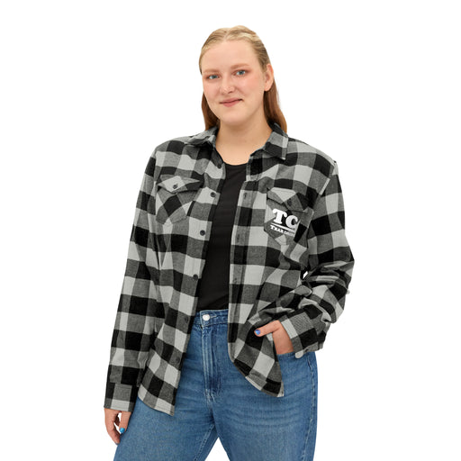 Black Flannel Button-down Double Breast Pocket